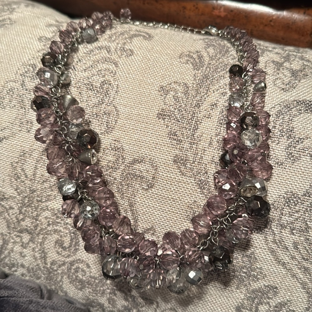 Sophisticated WHBM Silver and Purple Layered Necklace